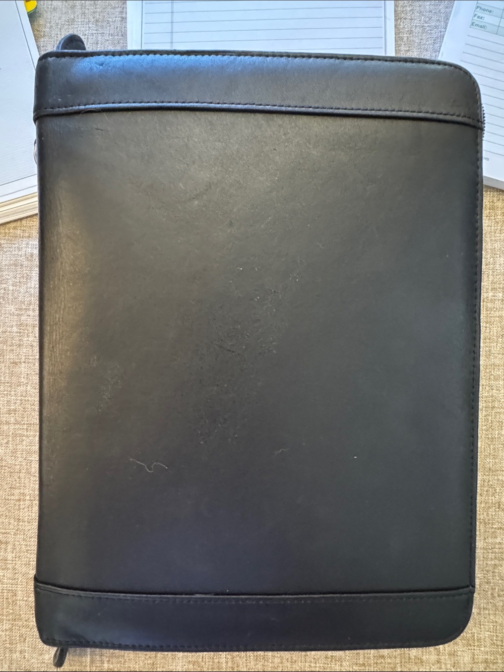 VTG Daytimer Black Leather Organizer 10 3/4” x 8” for Realtor/Business‎ MINT